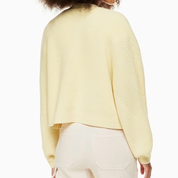 Wilfred Free Unwind Merino Wool Waist Open Cardigan XS Aritzia Butter Yellow - Picture 3 of 12
